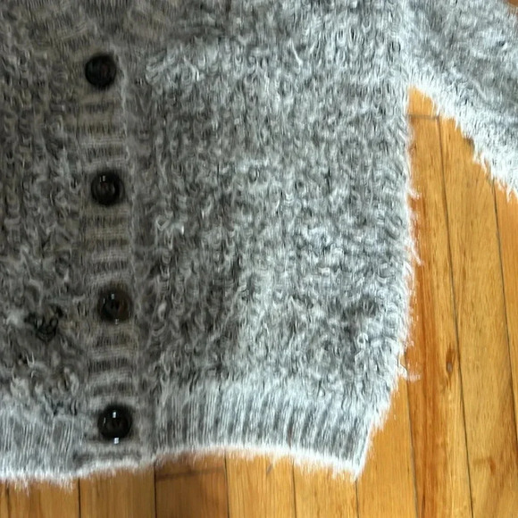 Gray Women's Fuzzy Cardigan - Picture 3 of 5